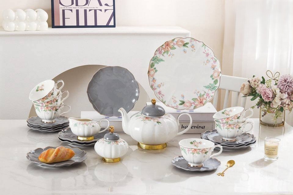 طقم شاي وجاتوه 24 قطعه Mix Flowers