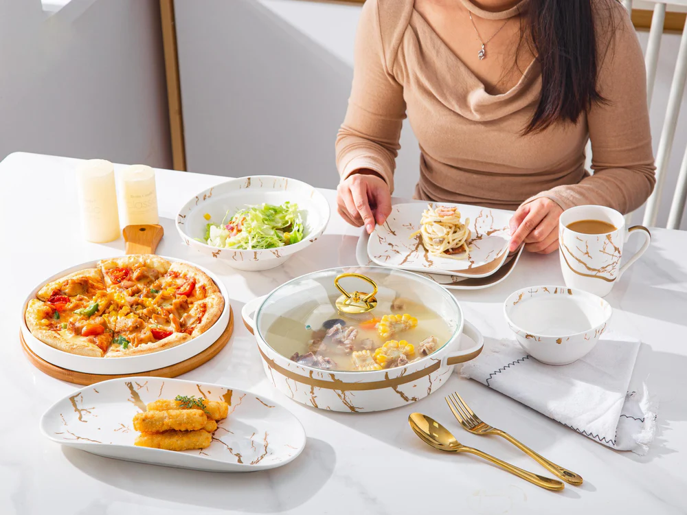 طقم عشاء 35 قطعه ماربل