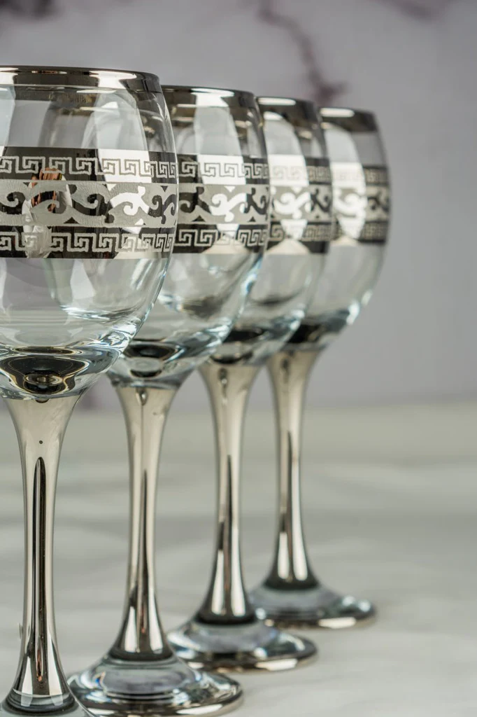 طقم كاس 6 قطع فضى مبخر