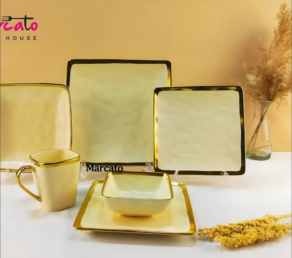  طقم عشاء 30 قطعه مربع حرف دهب