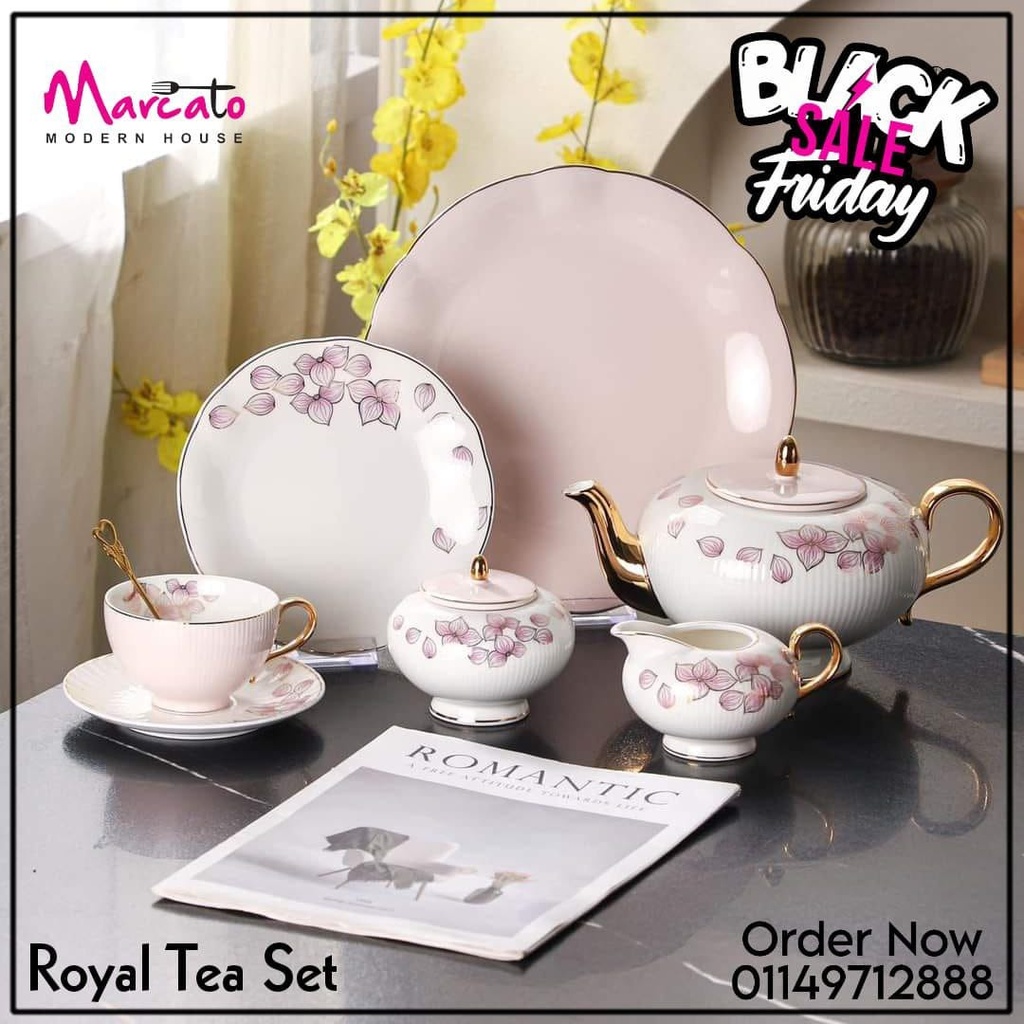 طقم شاي وجاتوه بورسلين30قطعة رويال