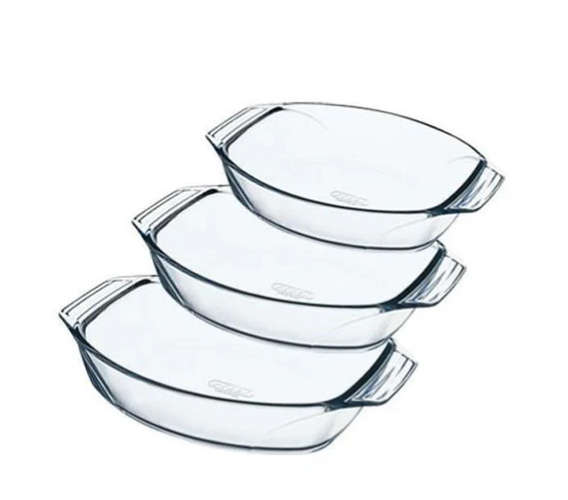 طقم طواجن بيركس 3 قطع بيركس بيضاوي