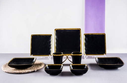 [00030019]  طقم عشاء 30 قطعه مربع حرف دهب