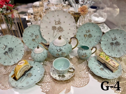 [52005503] طقم شاي وجاتوه 24 قطعه بورسلين